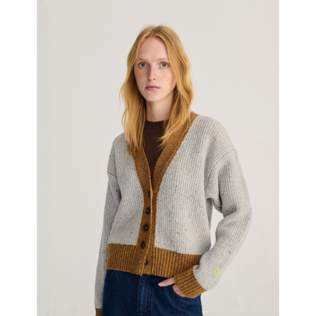 Color Block V-Neck Cardigan