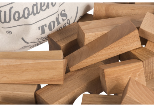 Natural Wooden Block Sack - 50 XL Pieces