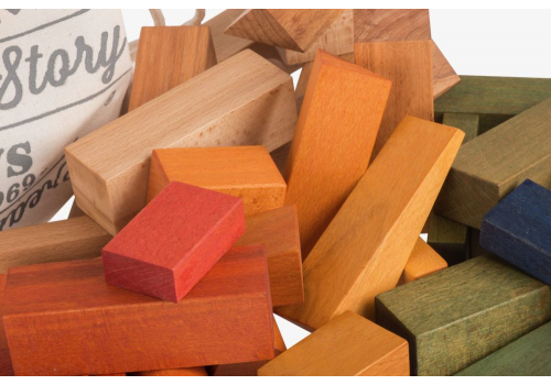 Rainbow Wooden Block Sack - 50 XL Pieces