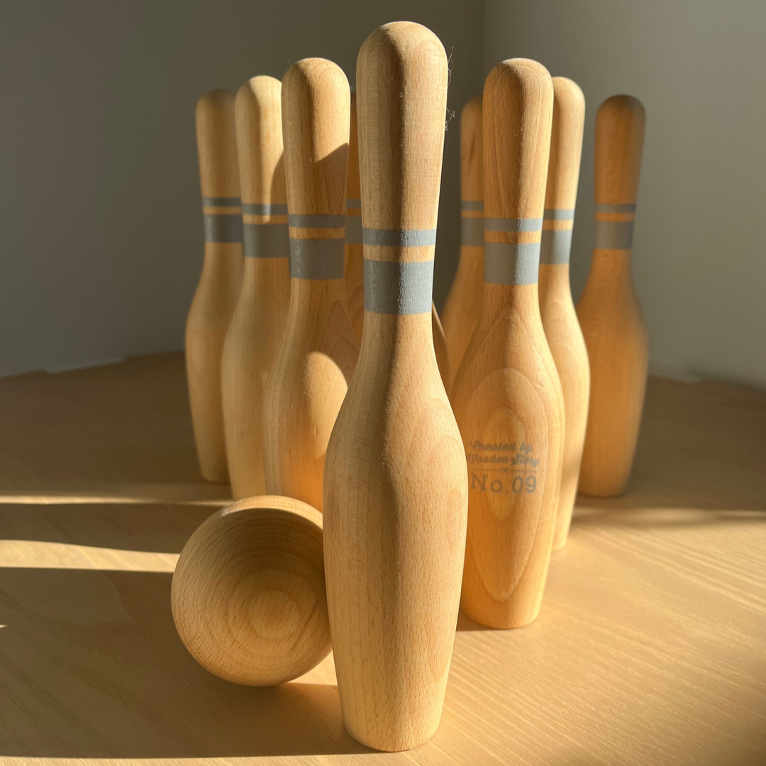Natural Wood Bowling Set